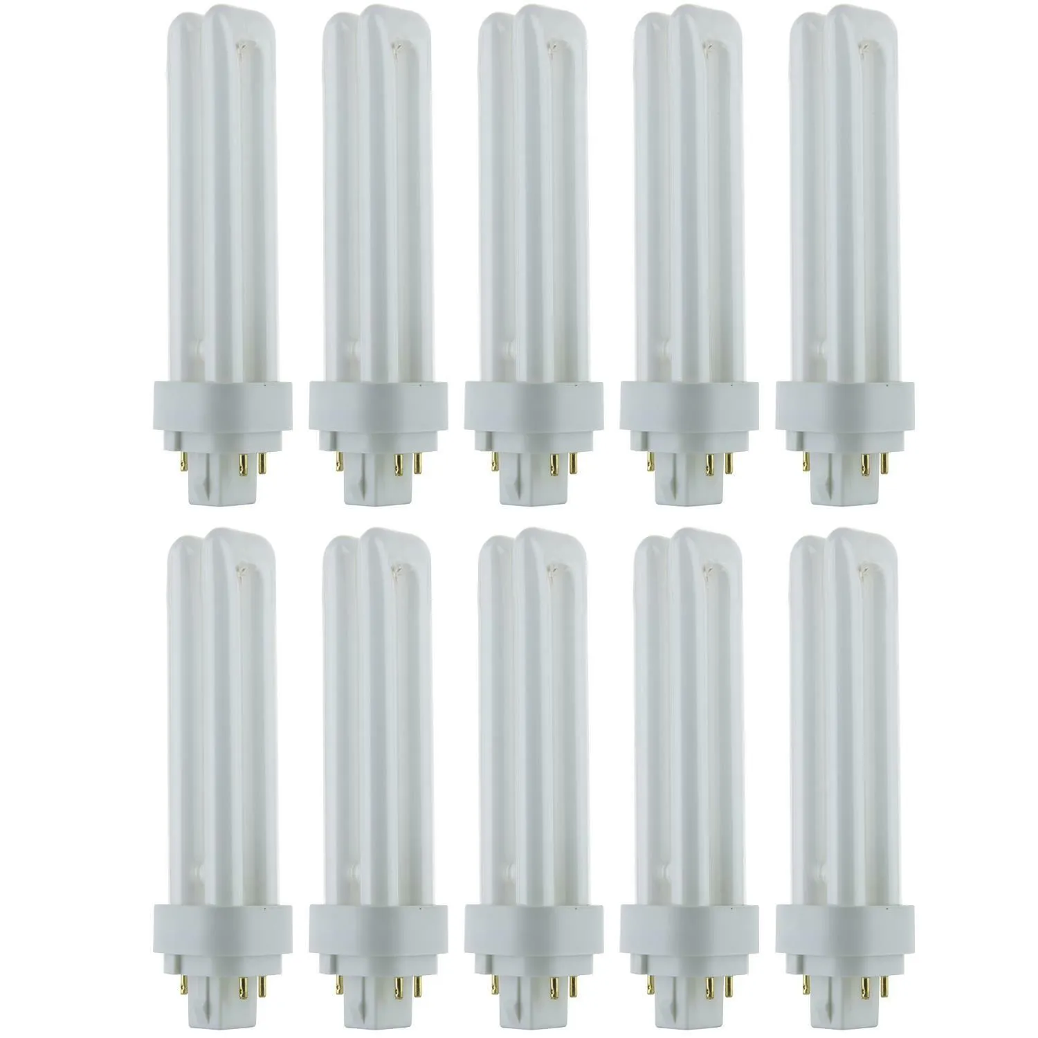 10 Pack Sunlite 18 Watt PLD 4-Pin Double Twin Tube, G24Q-2 Base, Soft White