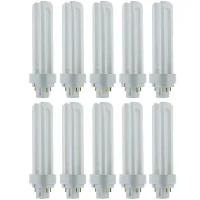 10 Pack Sunlite 18 Watt PLD 4-Pin Double Twin Tube, G24Q-2 Base, Soft White