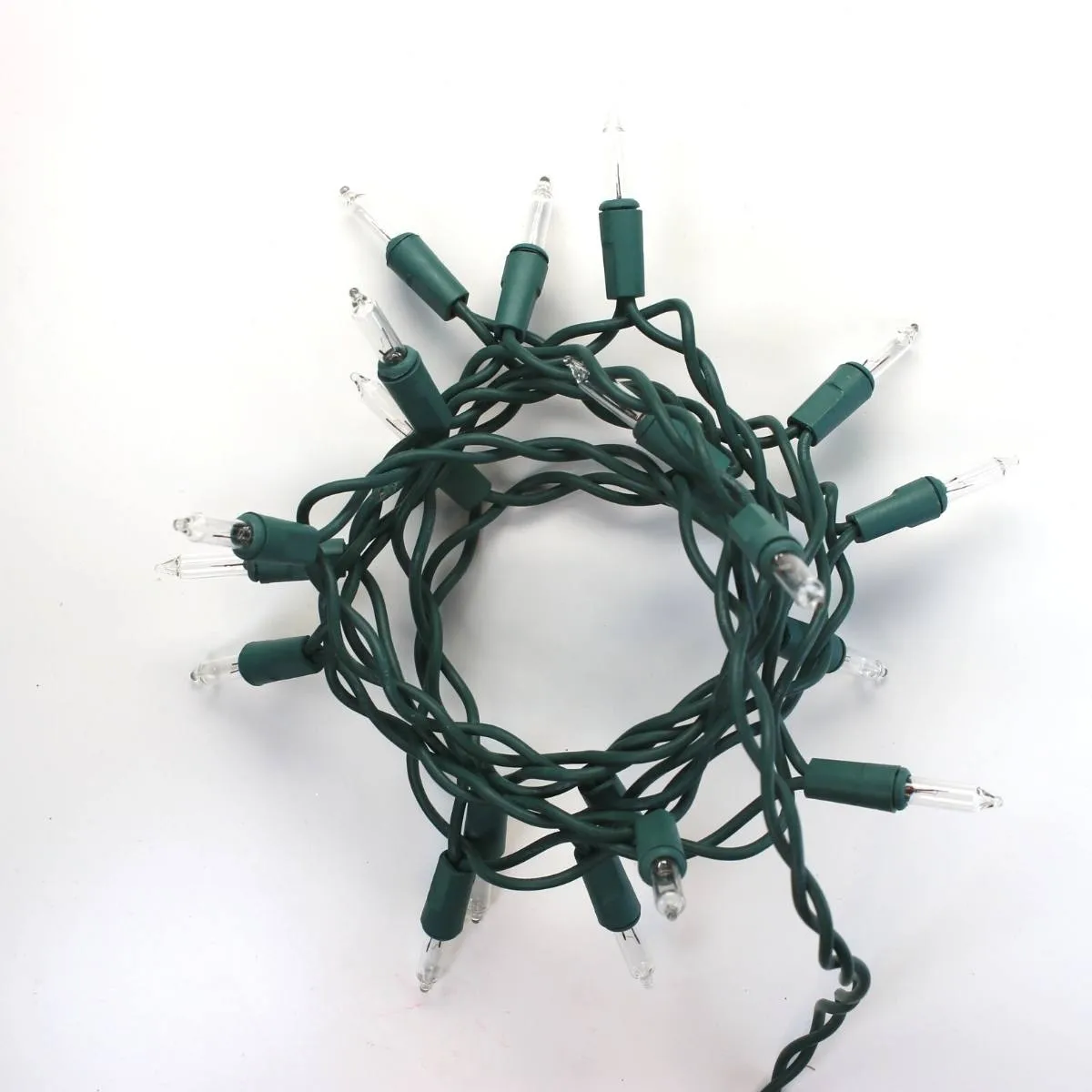 15-bulb Clear Glass Craft Lights, Green Wire