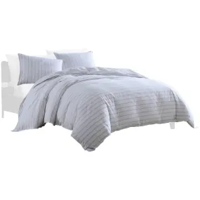 2 Piece Twin Size Comforter and Sham Set, Black Pinstripe Pattern, White By Casagear Home