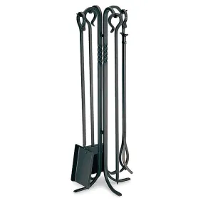 5 Piece Tall Lodge Matte Black Fireplace Tool Set - 39-in H