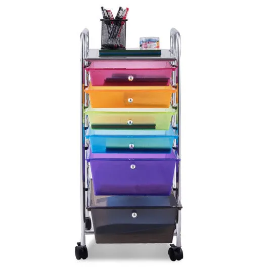 6 Drawers Rolling Storage Cart Organizer-Transparent Multicolor