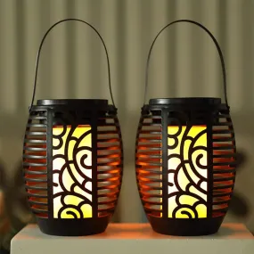 6.5''H 2 Pack Battery Powered Moroccan Outdoor Lantern