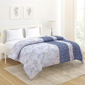 AC Comforter and Bedding Set for Double Bed, Floral French Blue