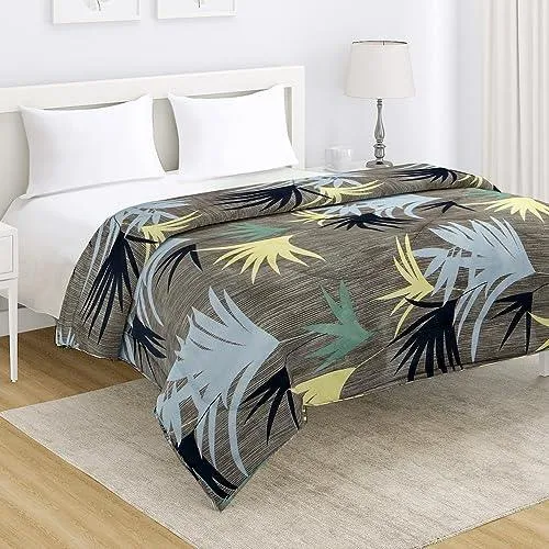 AC Comforter and Bedding Set for Double Bed, Mute Grey Fan Palm