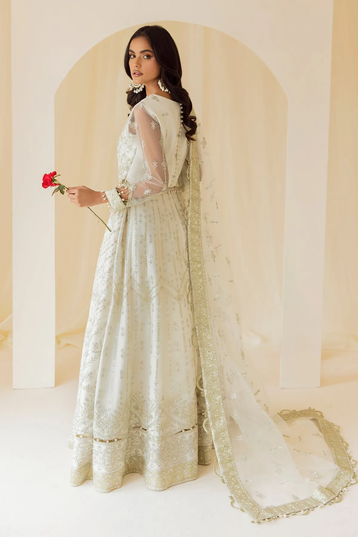 Alizeh Rang-e-Mehr Formal Collection – Embroidered Net White - V14D07