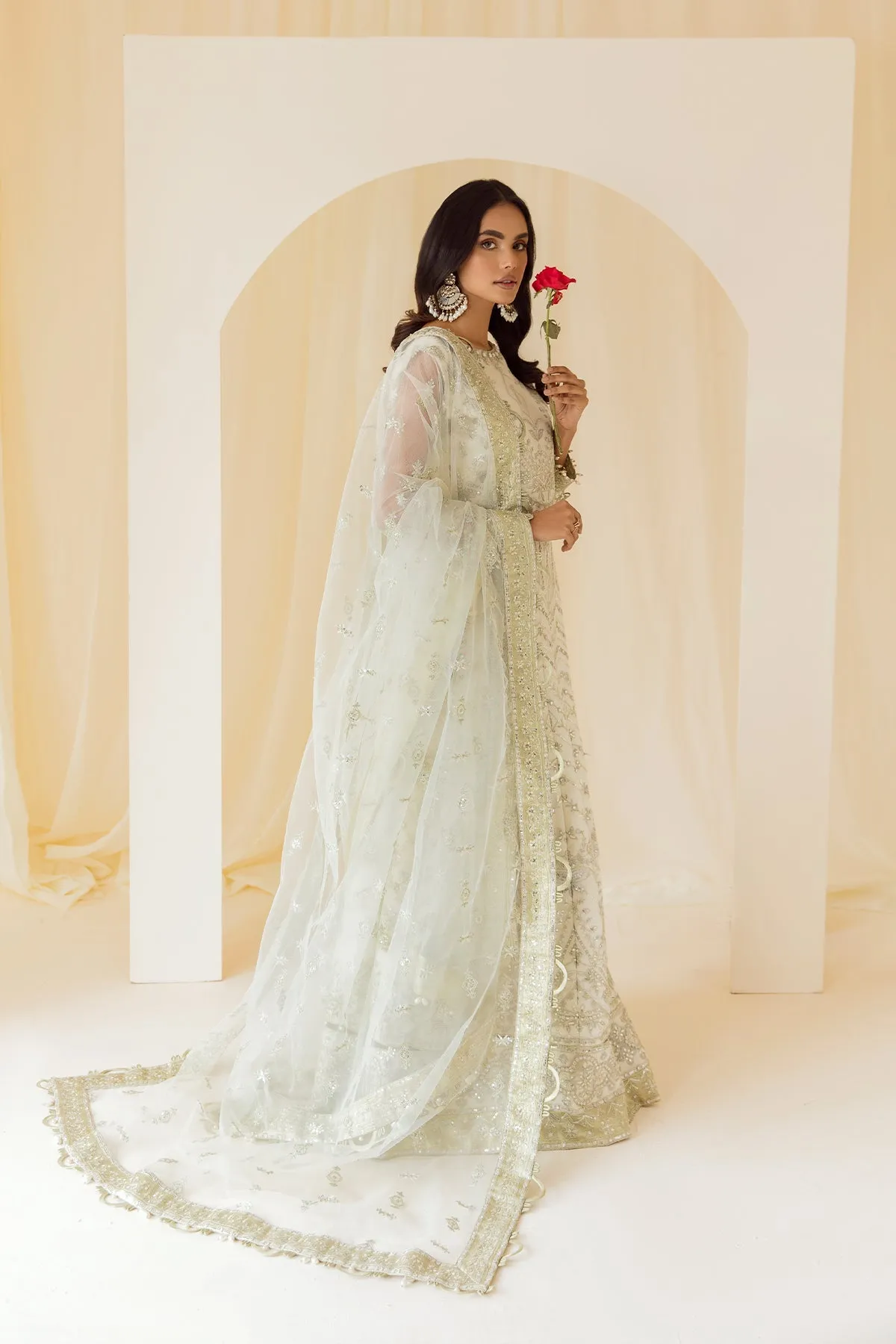 Alizeh Rang-e-Mehr Formal Collection – Embroidered Net White - V14D07