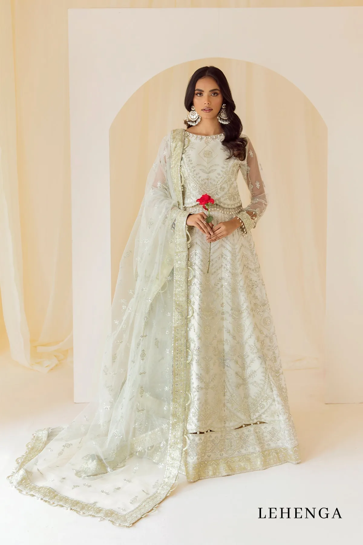 Alizeh Rang-e-Mehr Formal Collection – Embroidered Net White - V14D07