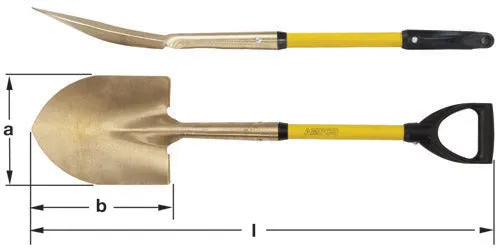 Ampco Non-sparking 37" Flat Head Shovel With Fiberglass Handle | Model : SHOVEL-NS-84FG