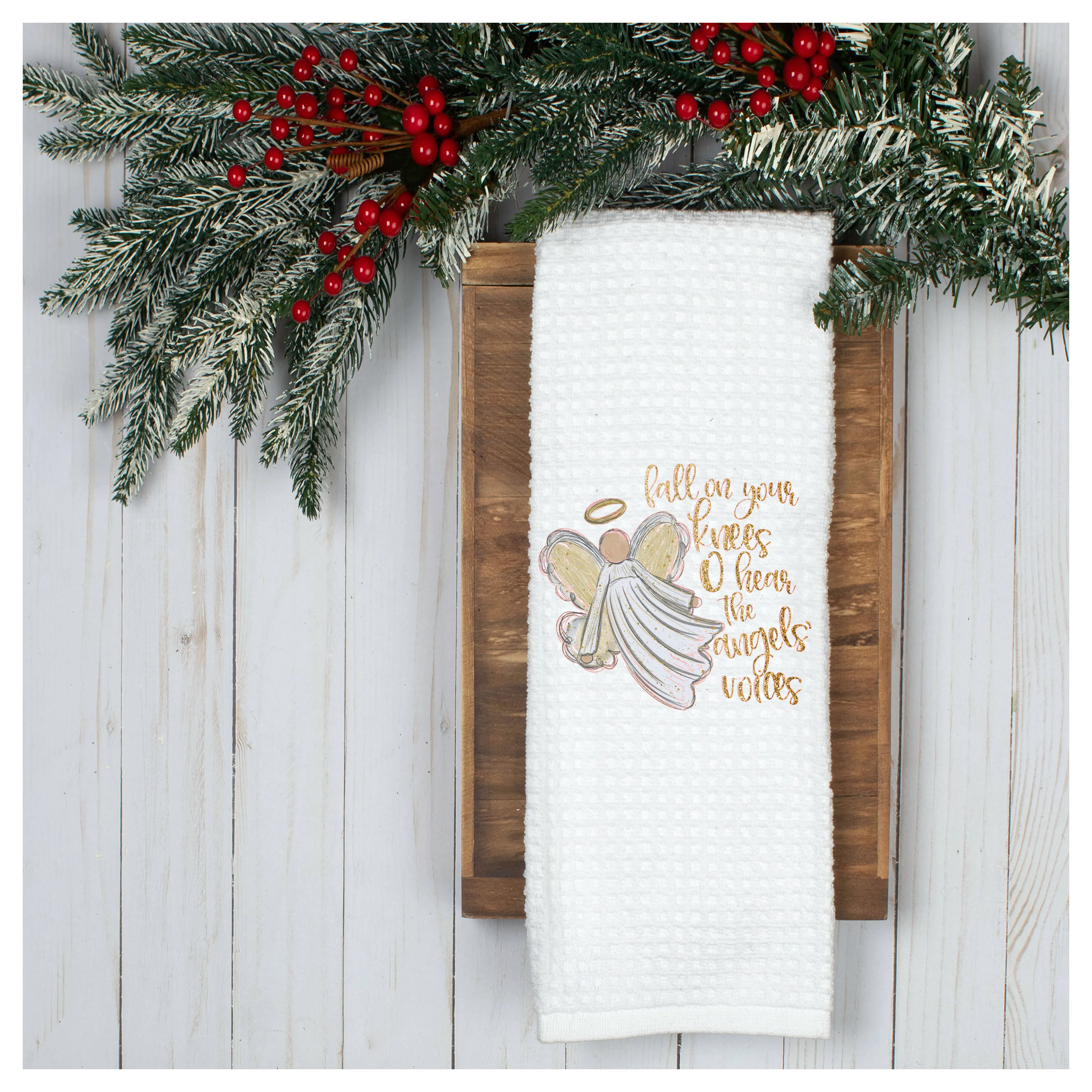 Angel Tea Towel, Holiday Tea Towel, Christmas Kitchen Décor, Christmas Party Décor