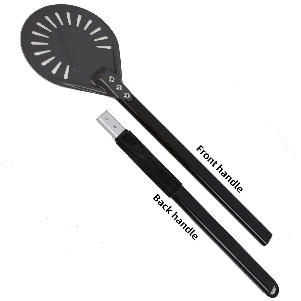 Anygleam Pizza Shovel 102.5cm Silver for Perforated Peel with Metal Handle Oven Turning Baking Accessory