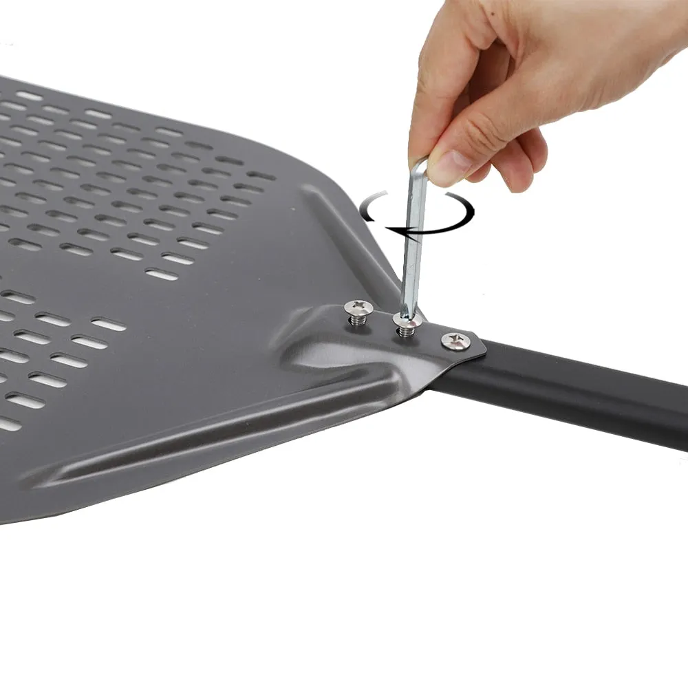 Anygleam Pizza Shovel 28cm X 69cm Dark Grey for Perforated Peel with Metal Handle Oven Turning Baking Accessory