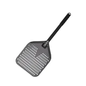 Anygleam Pizza Shovel 28cm X 69cm Dark Grey for Perforated Peel with Metal Handle Oven Turning Baking Accessory