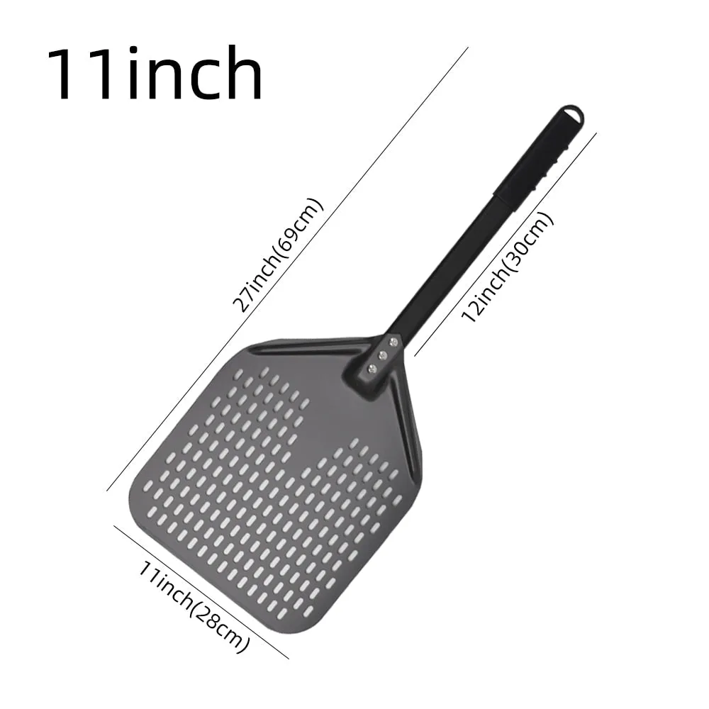 Anygleam Pizza Shovel 28cm X 69cm Dark Grey for Perforated Peel with Metal Handle Oven Turning Baking Accessory