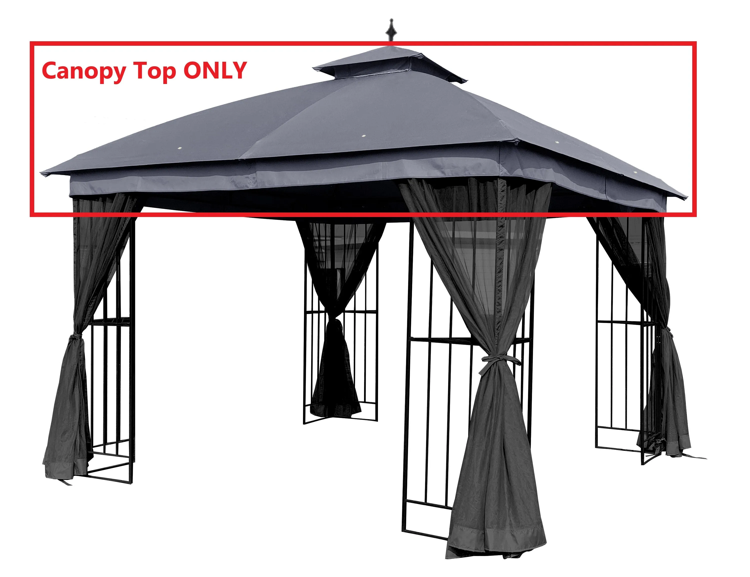 APEX GARDEN Canopy Top for Garden Treasures 10 ft x 10 ft Brown Metal Square Semi- Gazebo Model #L-GZ038PST-F (Top Only)