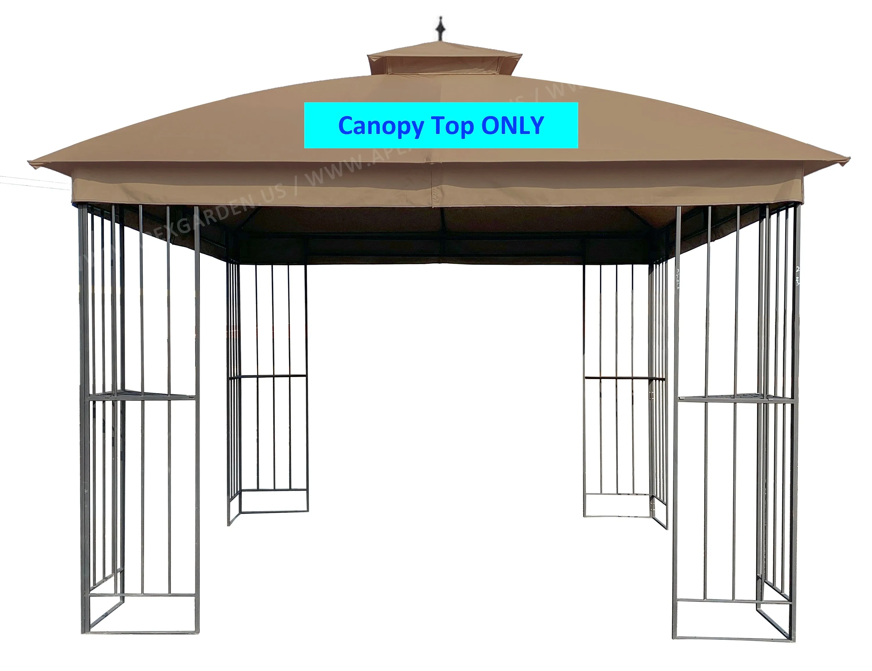 APEX GARDEN Canopy Top for Garden Treasures 10 ft x 10 ft Brown Metal Square Semi- Gazebo Model #L-GZ038PST-F (Top Only)