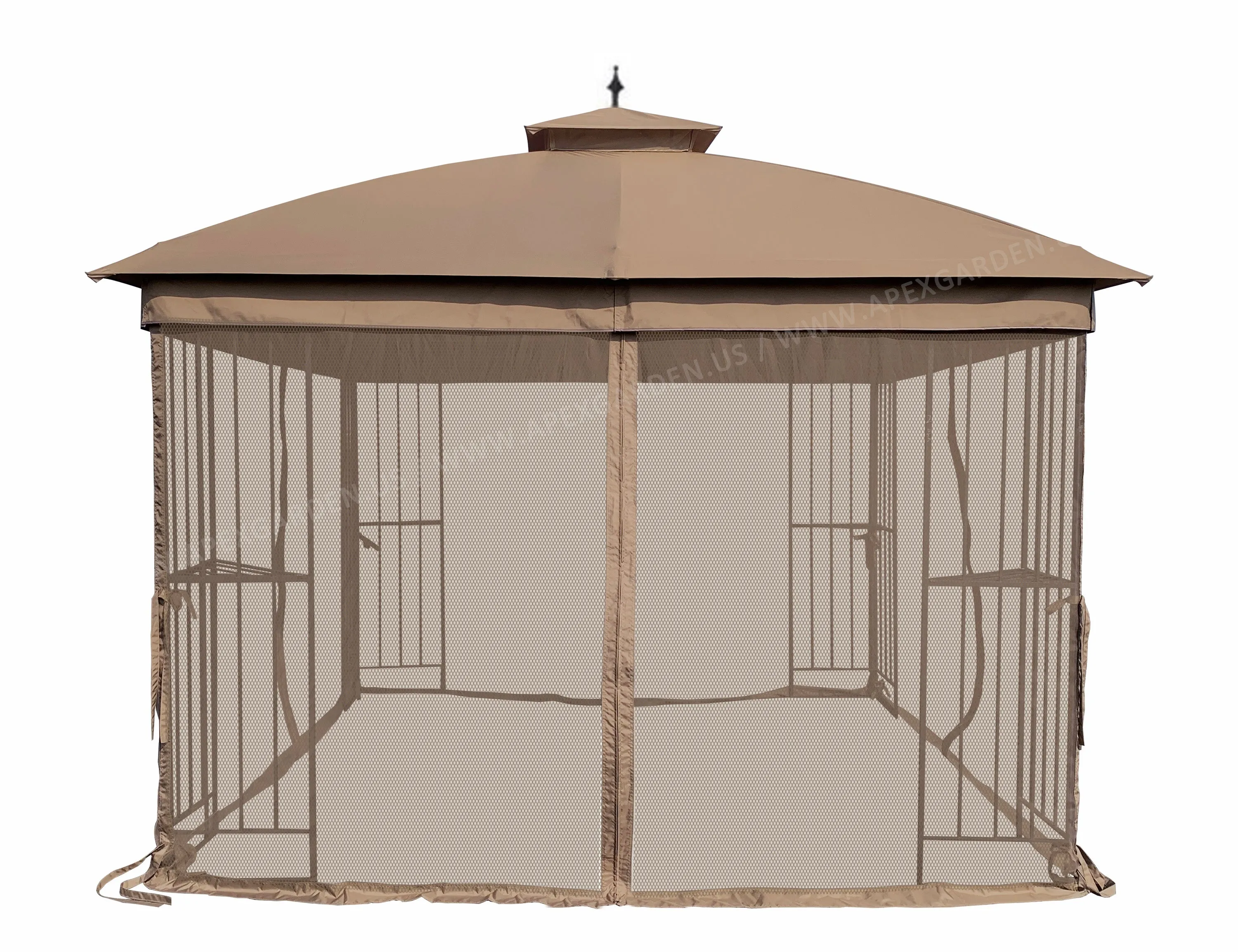 APEX GARDEN Canopy Top for Garden Treasures 10 ft x 10 ft Brown Metal Square Semi- Gazebo Model #L-GZ038PST-F (Top Only)