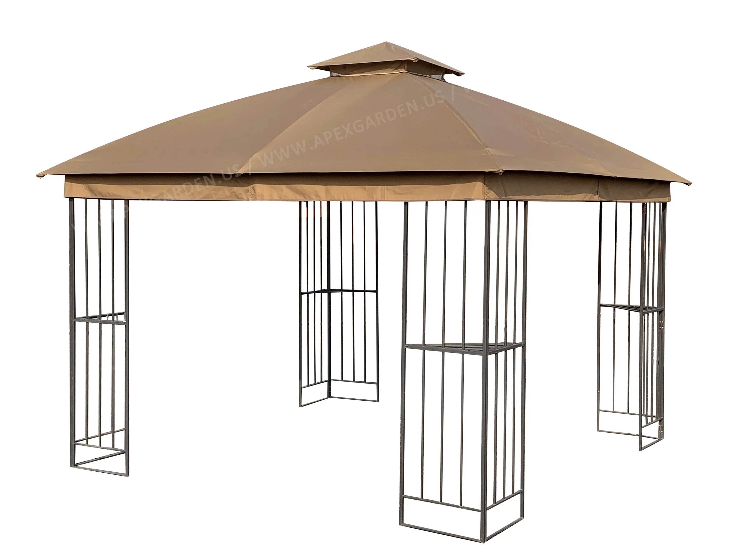 APEX GARDEN Canopy Top for Garden Treasures 10 ft x 10 ft Brown Metal Square Semi- Gazebo Model #L-GZ038PST-F (Top Only)