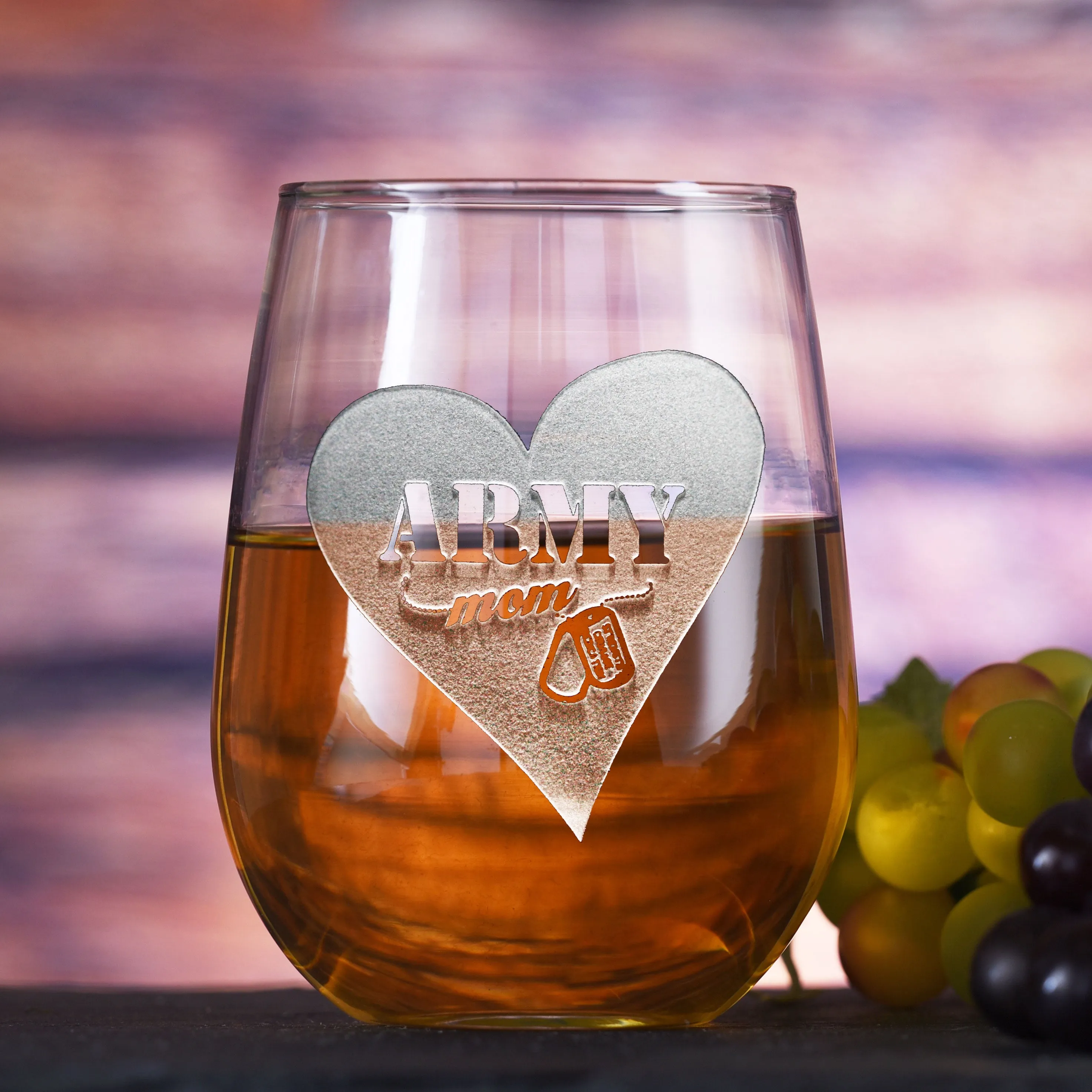 Army Mom Stemless Wine Glass