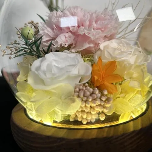 ATORSE® Mothers Day Gifts Tabletop Decoration Preserved Flowers Gift For Grandma Mom Champagne