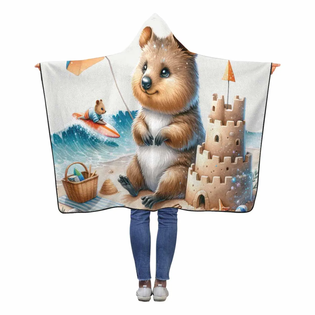 Australian Animal Quokka Awd1325  Hooded Blanket 60"x50"