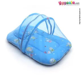 Baby Bedding Set with Mosquito Protection Net & Pillow Cotton, Bear print 0 to 12m Age, Blue