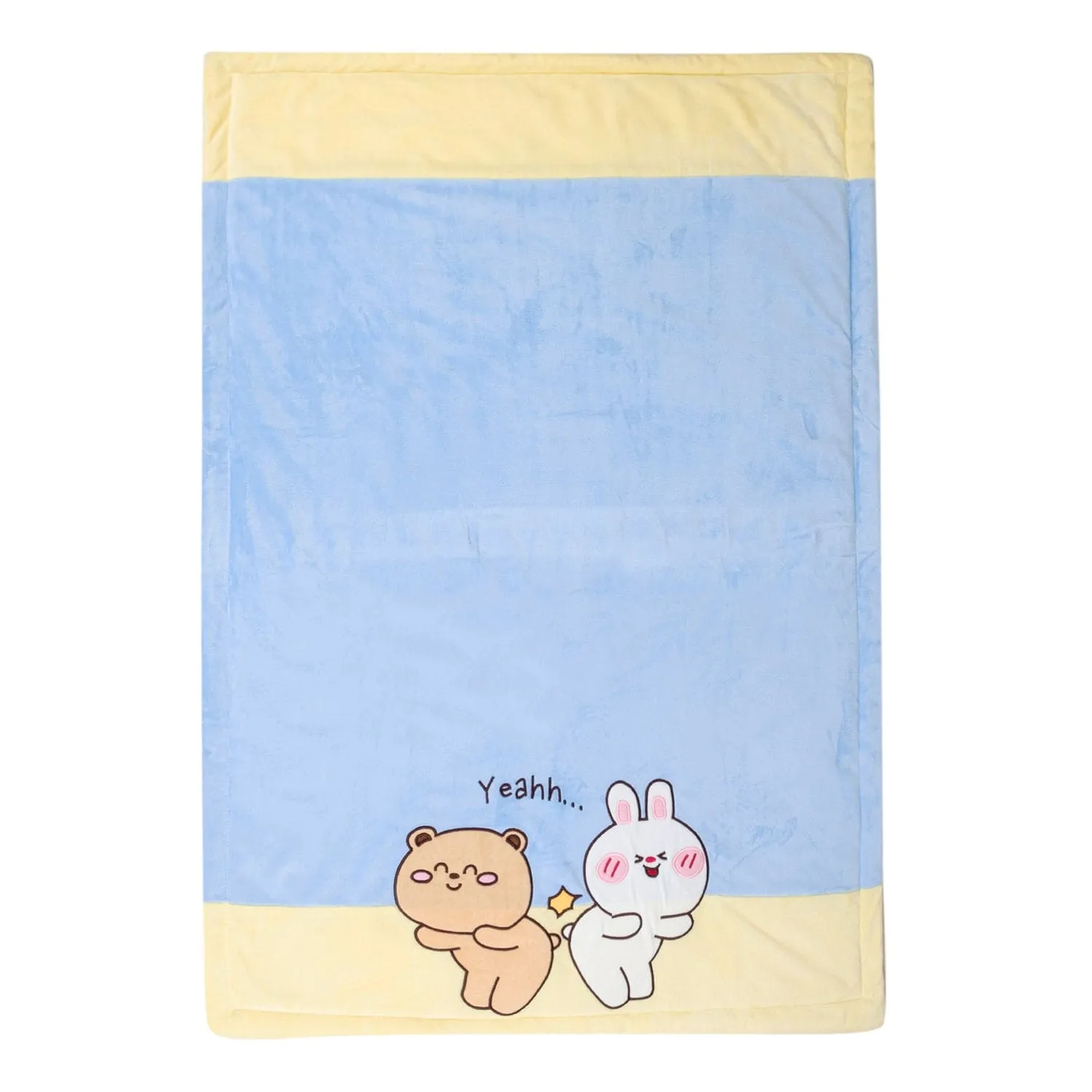 Baby Moo Bunny Bear Friends Plush Cotton All Season Nursery Blanket - Blue