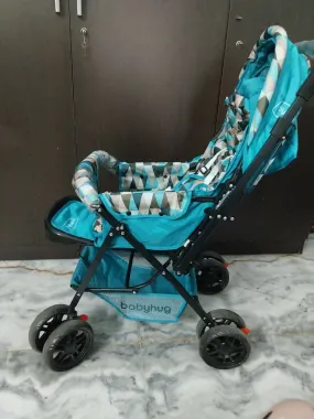 BABYHUG Cocoon Stroller with Mosquito Net and Reversible Handle - Sea Green