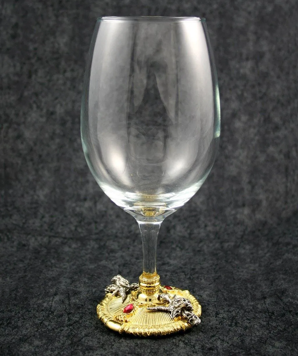 Baphomet Wine Glass - Gold-Plated with Red Stones