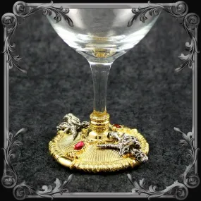 Baphomet Wine Glass - Gold-Plated with Red Stones