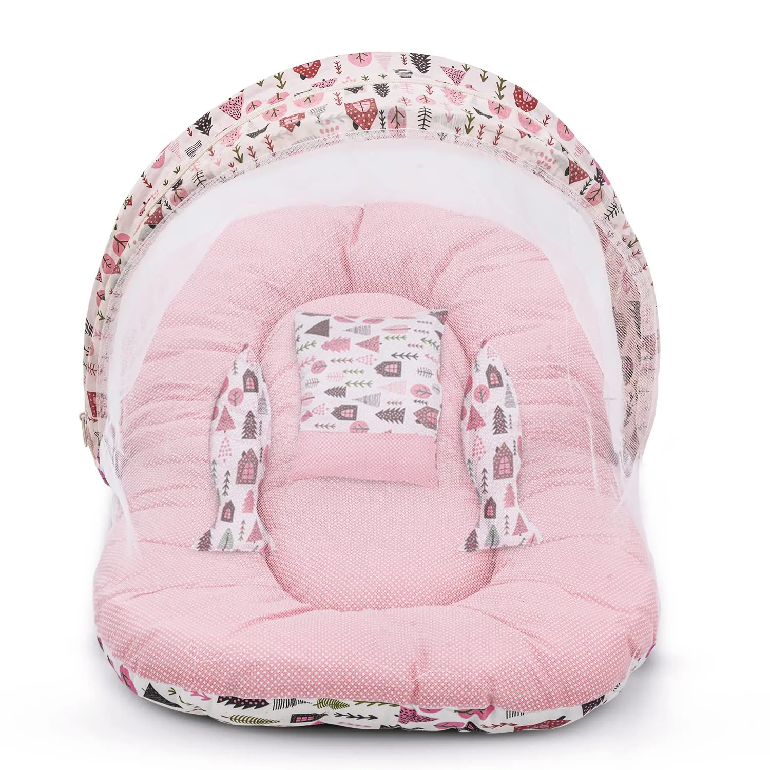 Baybee Baby Bedding Set for New Born Baby, Bed Mattress with Mosquito Net, Zip, Neck Pillow & 2 Bolsters