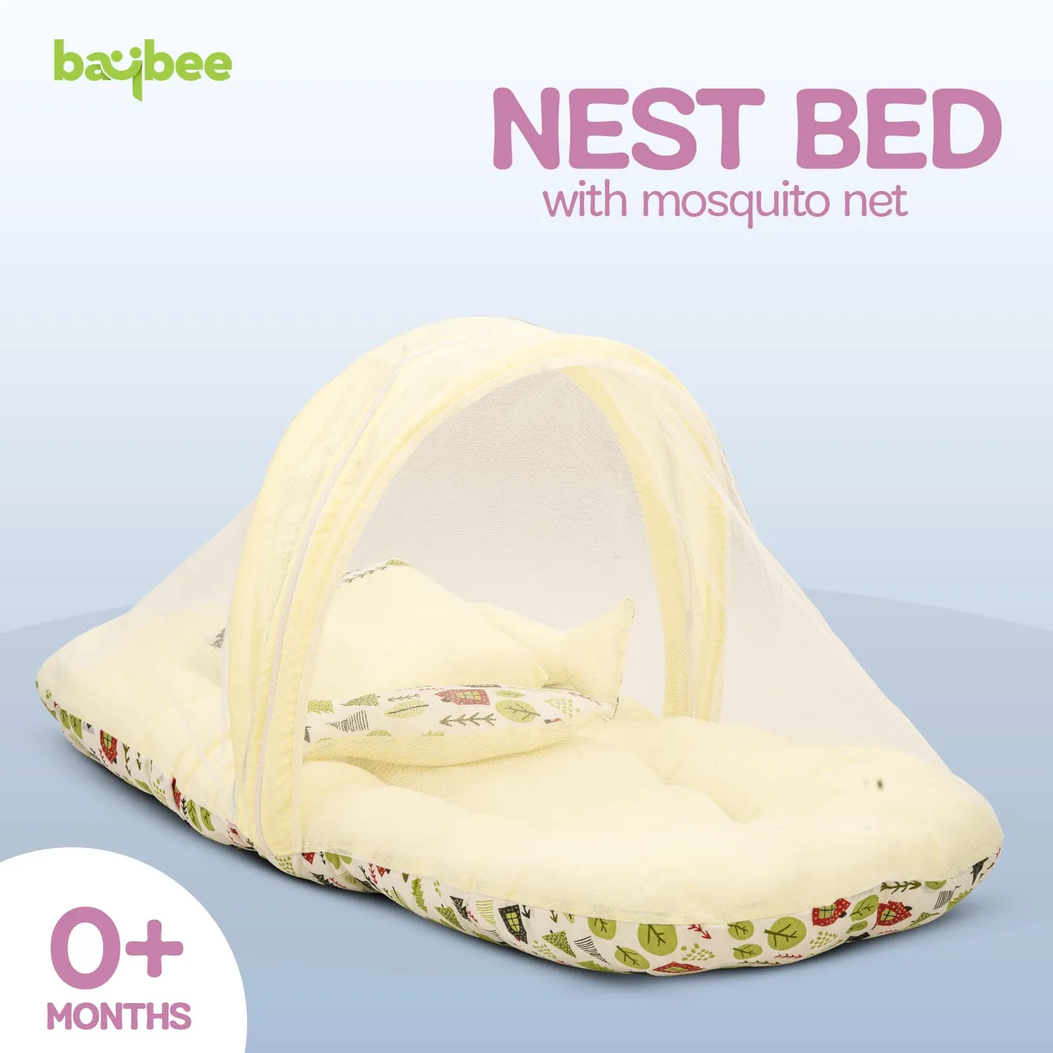 Baybee Baby Bedding Set for New Born Baby, Bed Mattress with Mosquito Net, Zip, Neck Pillow & 2 Bolsters