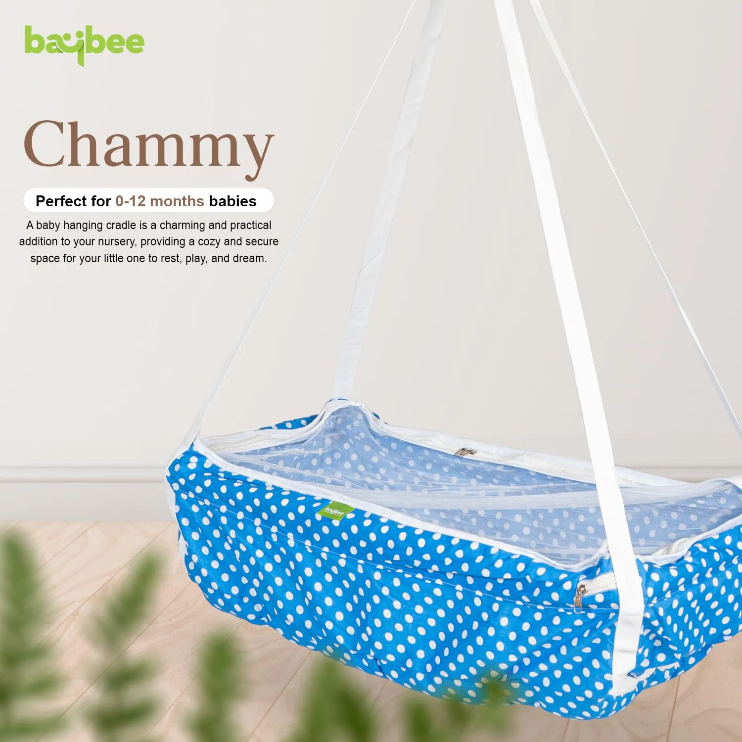 BAYBEE Cotton Baby Hanging Cradle for New Born Baby, Baby Cradle with Mosquito Net & Spring