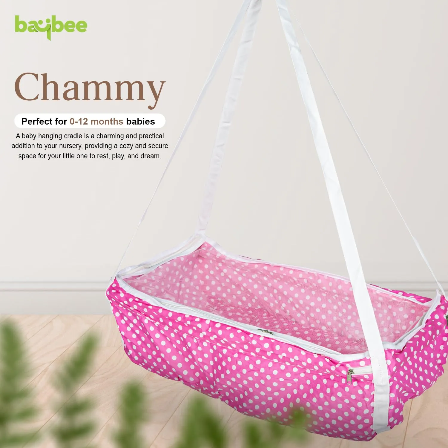 BAYBEE Cotton Baby Hanging Cradle for New Born Baby, Baby Cradle with Mosquito Net & Spring