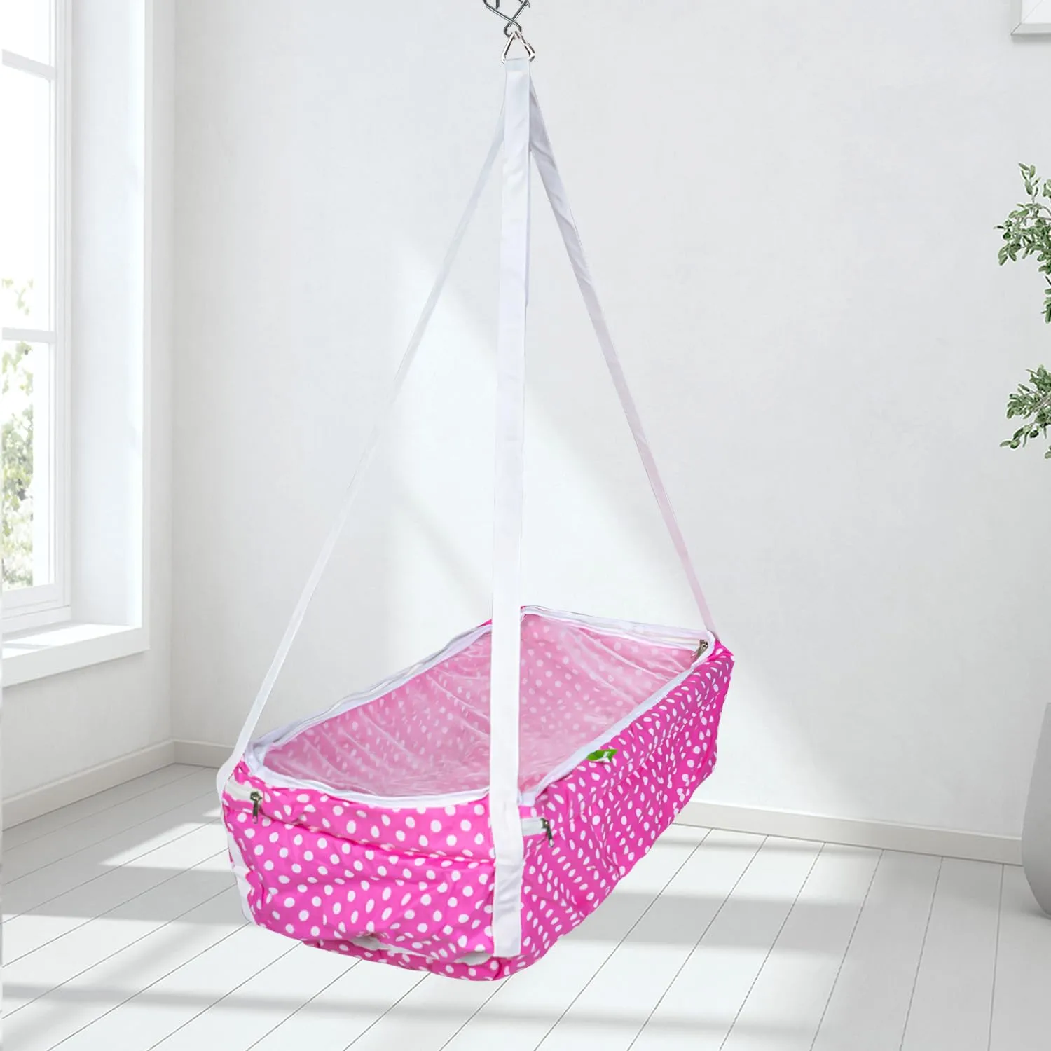 BAYBEE Cotton Baby Hanging Cradle for New Born Baby, Baby Cradle with Mosquito Net & Spring