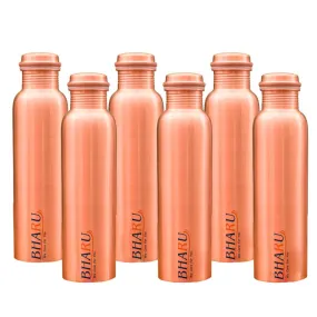 Bharu Plain Copper Bottle 950 ml- Pack of 6