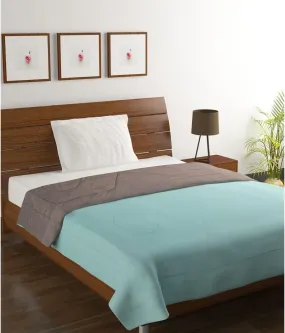 Blue & Grey Solid Single Comforter (150 X 210 Cm, Aqua)