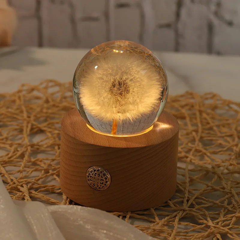 Bulk Preserved Dandelion Crystal Ball Gifts Light Up Ornament Wholesale