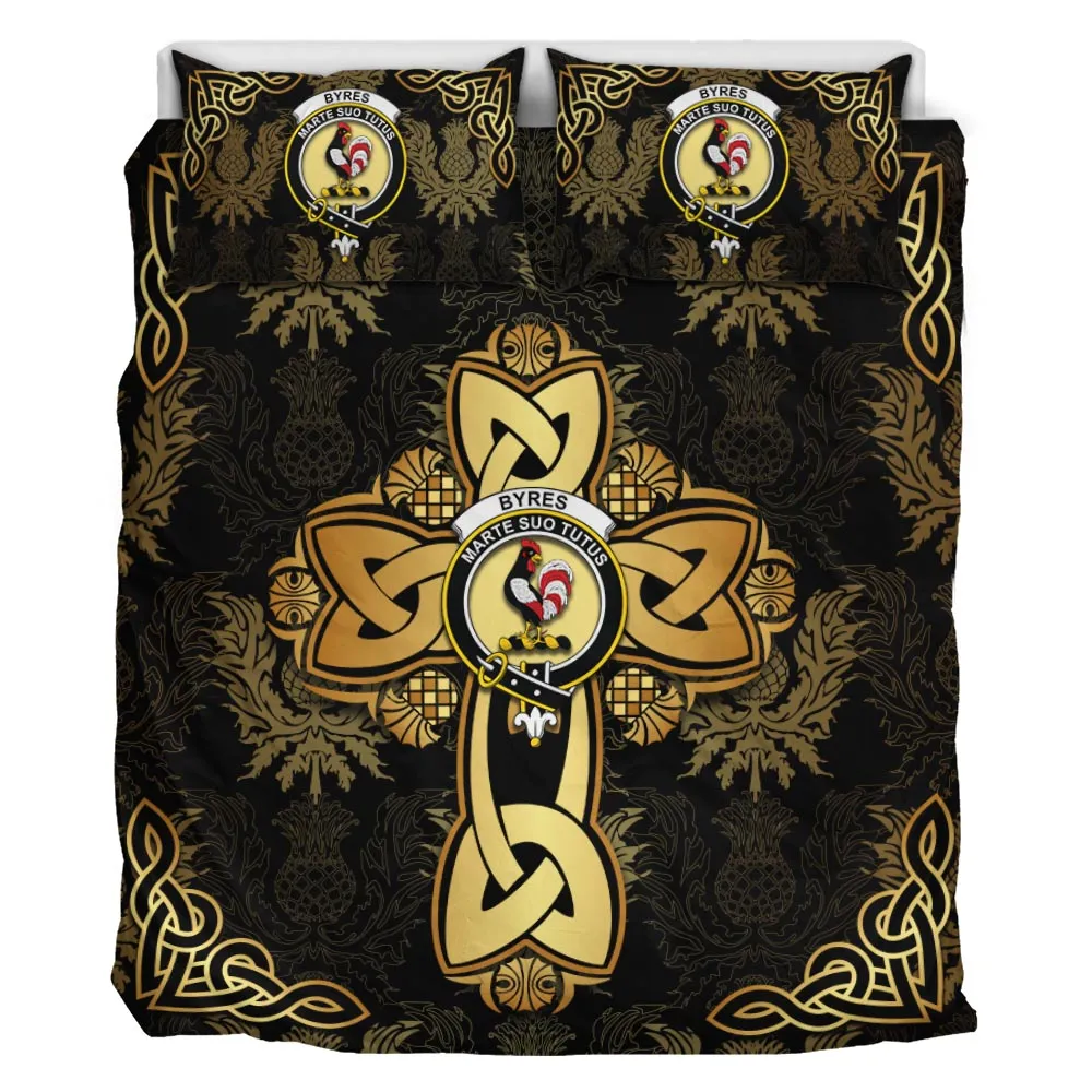 Byres (Byses) Clan Bedding Sets Gold Thistle Celtic Style