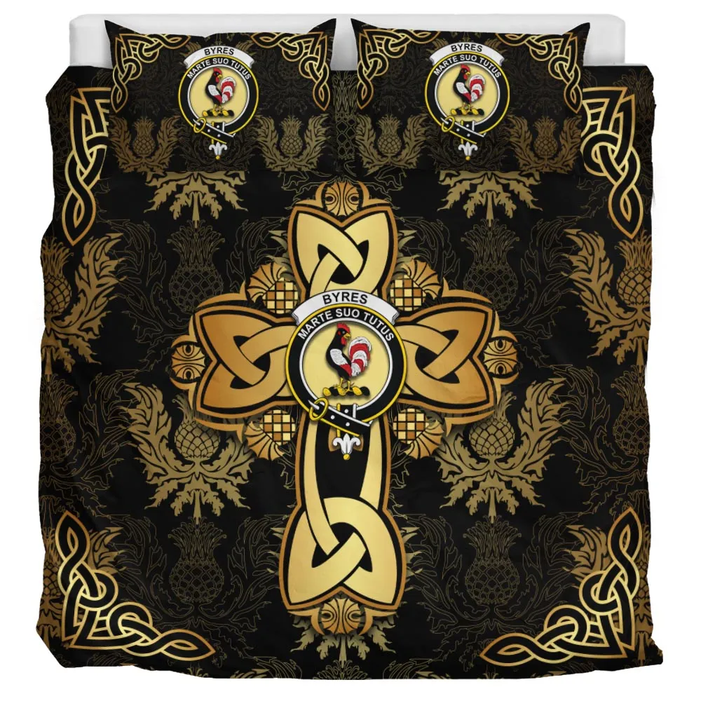 Byres (Byses) Clan Bedding Sets Gold Thistle Celtic Style