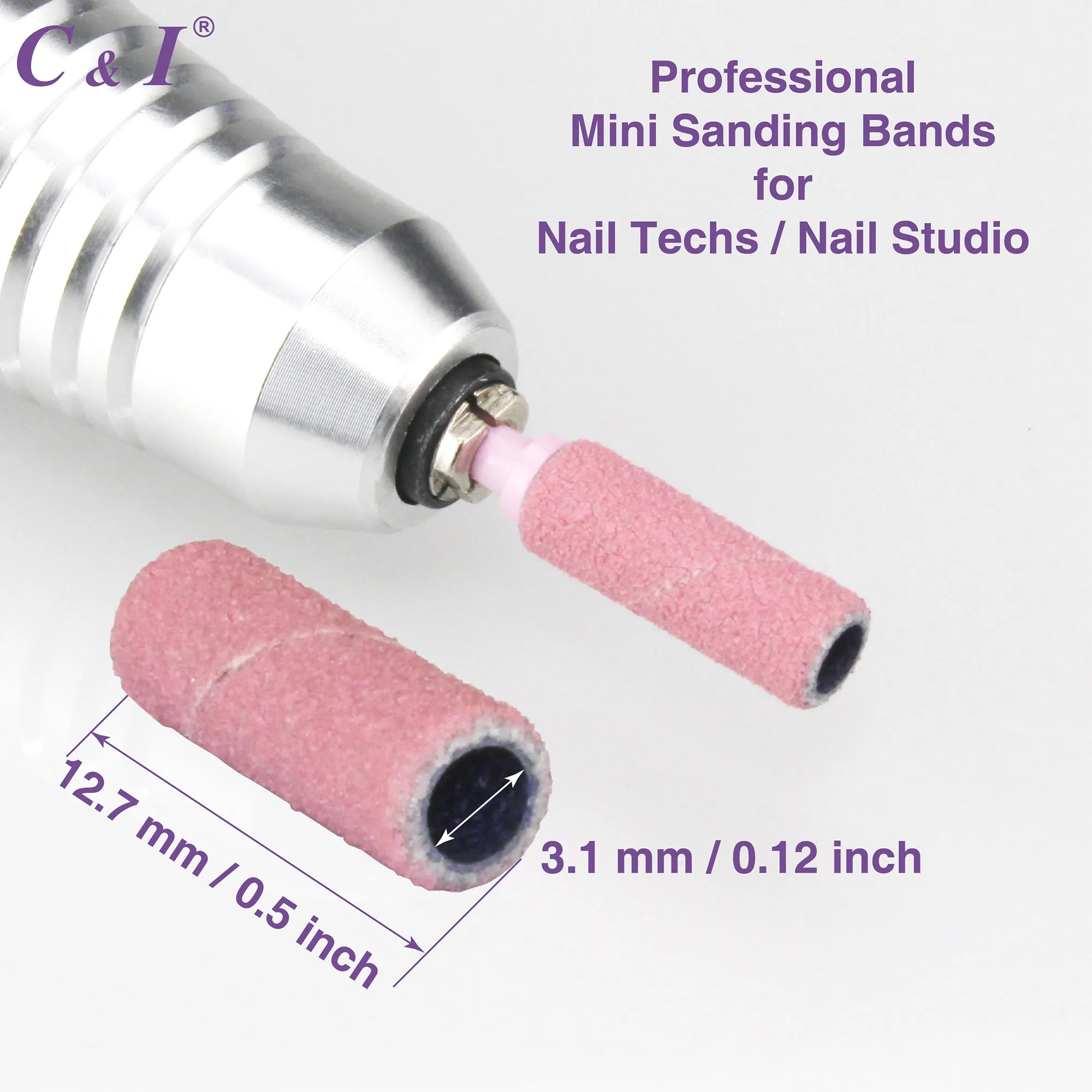 C & I Nail Drill Bit Set Small Sanding Bands 200pcs & Slim Mandrel 1pc Acrylic Gel Nail File Fake Nails Shaping Cuticle Care Nail Prep Efile Nail Supplies for Nail Techs