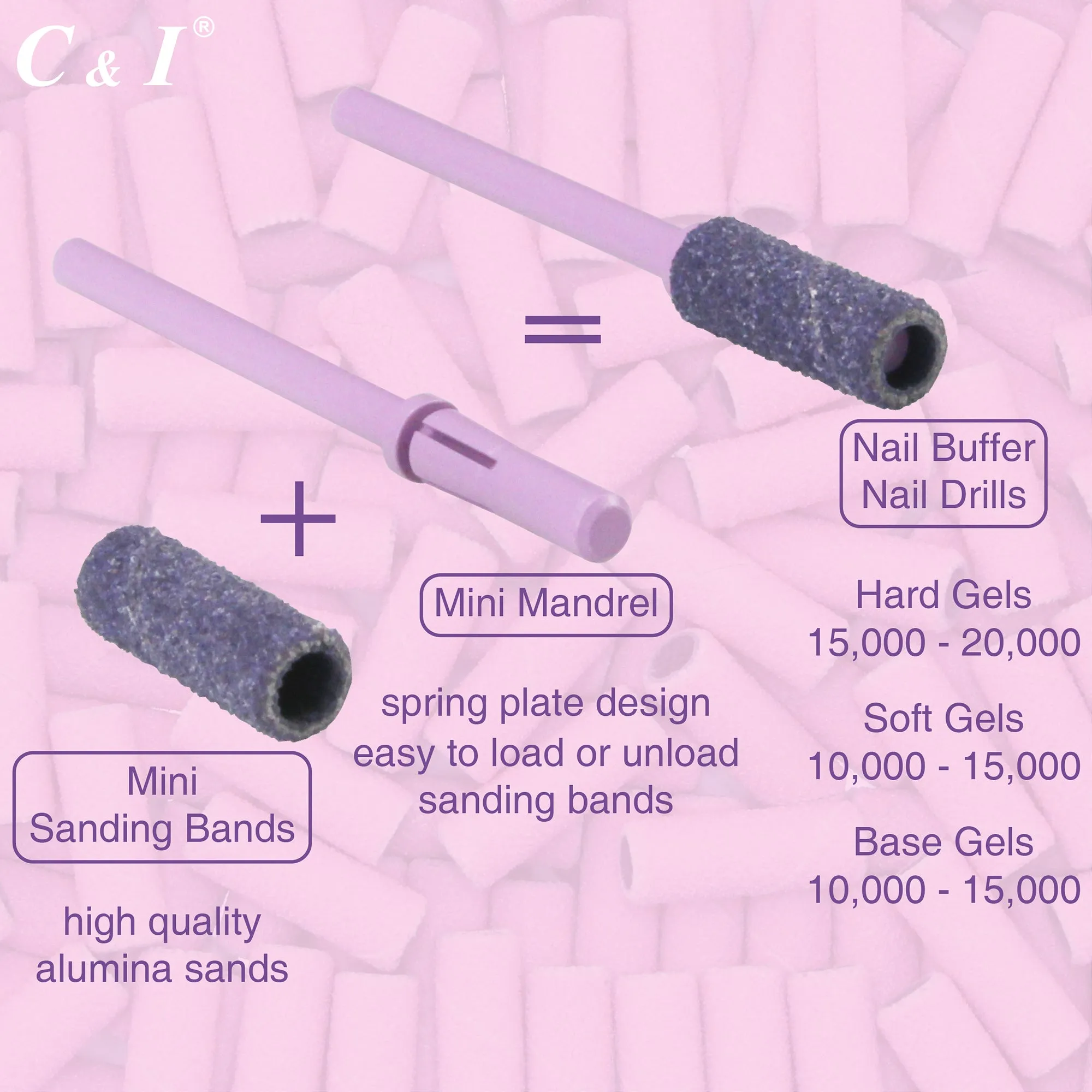 C & I Nail Drill Bit Set Small Sanding Bands 200pcs & Slim Mandrel 1pc Acrylic Gel Nail File Fake Nails Shaping Cuticle Care Nail Prep Efile Nail Supplies for Nail Techs