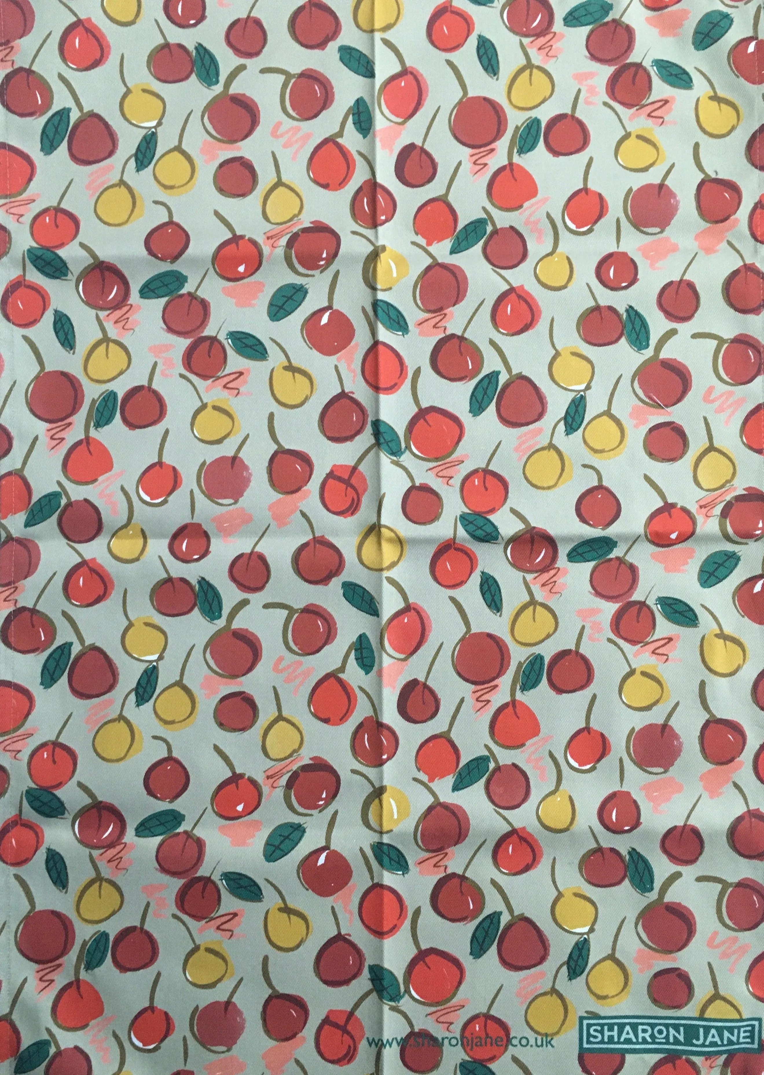 Cherries Tea Towel - Beige / Black