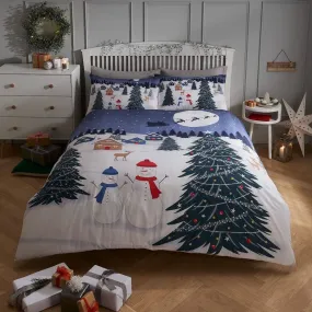 CHRISTMAS SCENE GLOW IN THE DARK PANEL DUVET SET- DOUBLE