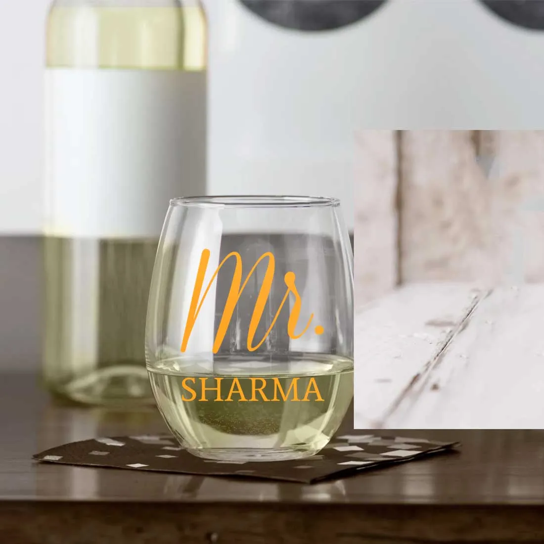 Classy Customized Whiskey Stemless Wine Glass Anniversary Gift for Husband - Mr