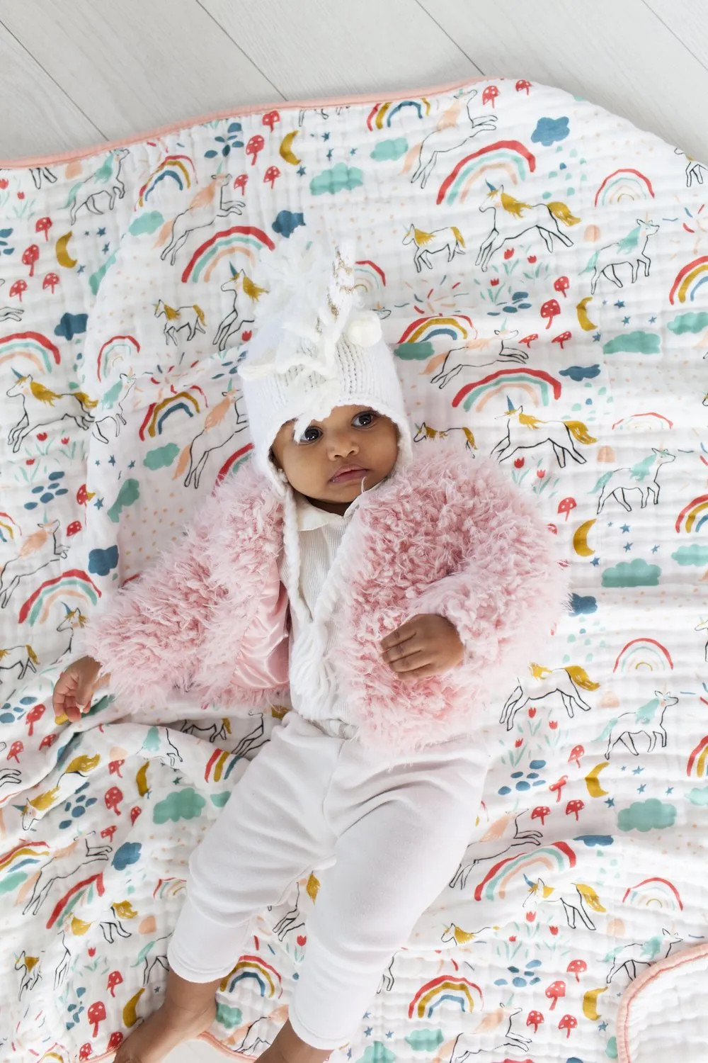 Clementine Kids - Reversible Muslin Blanket Quilt - Unicorn Land