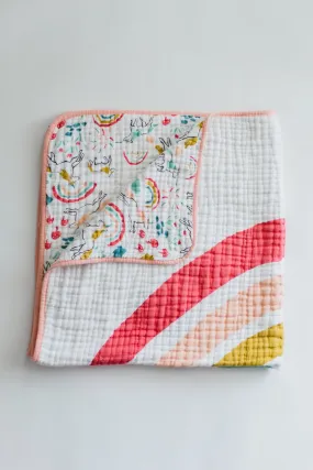 Clementine Kids - Reversible Muslin Blanket Quilt - Unicorn Land