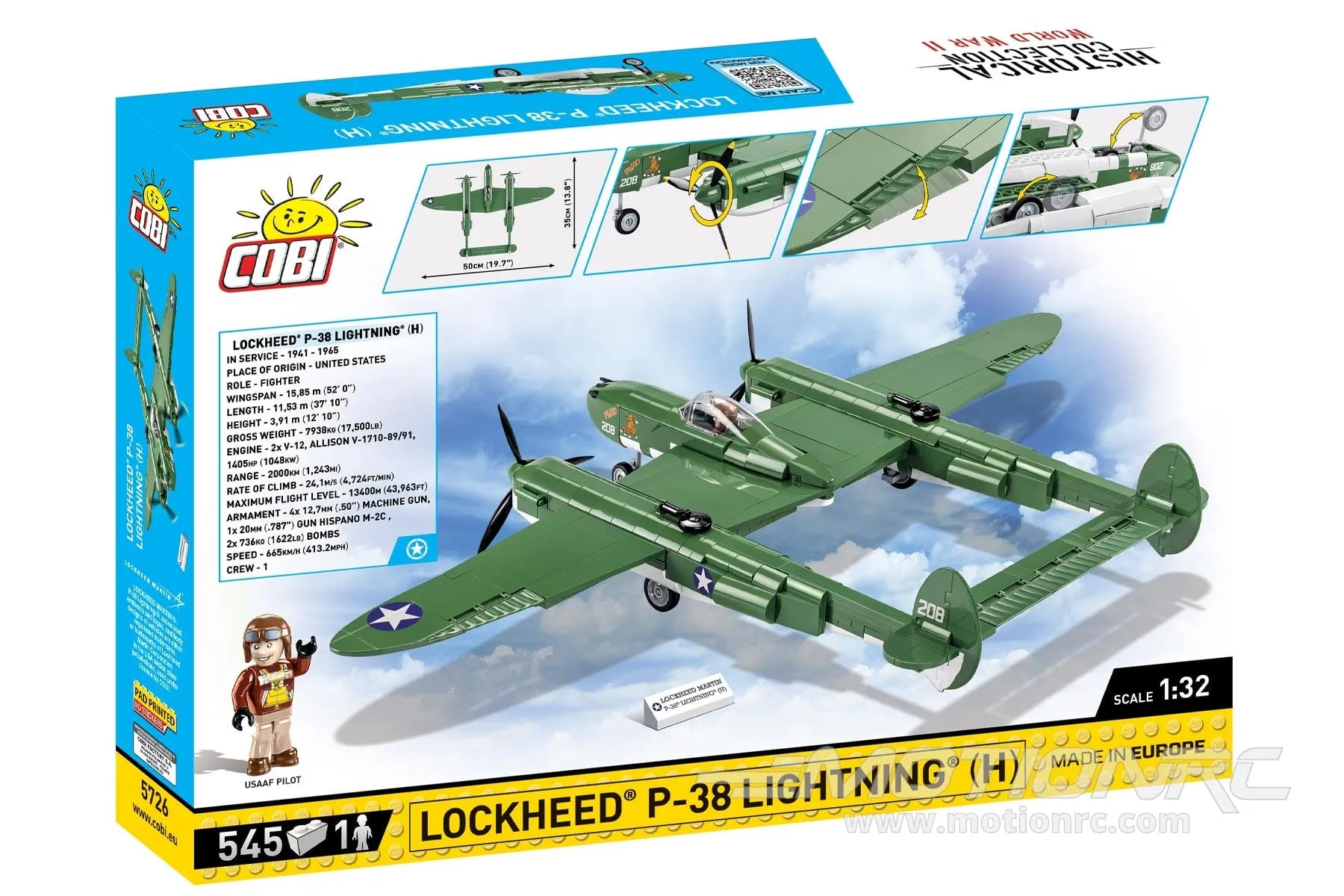 COBI Lockheed P-38H Lightning 1:32 Scale Building Block Set