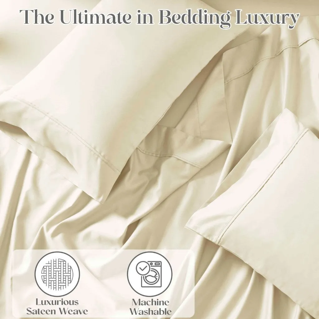 Cotton Blend Solid Deep Pocket Bed Sheet Set