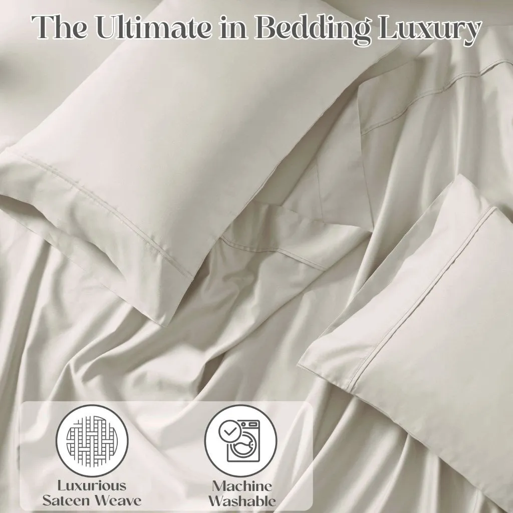 Cotton Blend Solid Deep Pocket Bed Sheet Set